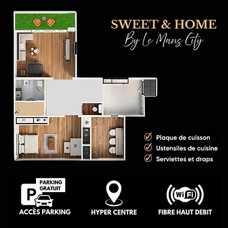 דירה Sweet & - Centre-ville & Proche Circuit Des 24h - Climatise - Parking - By